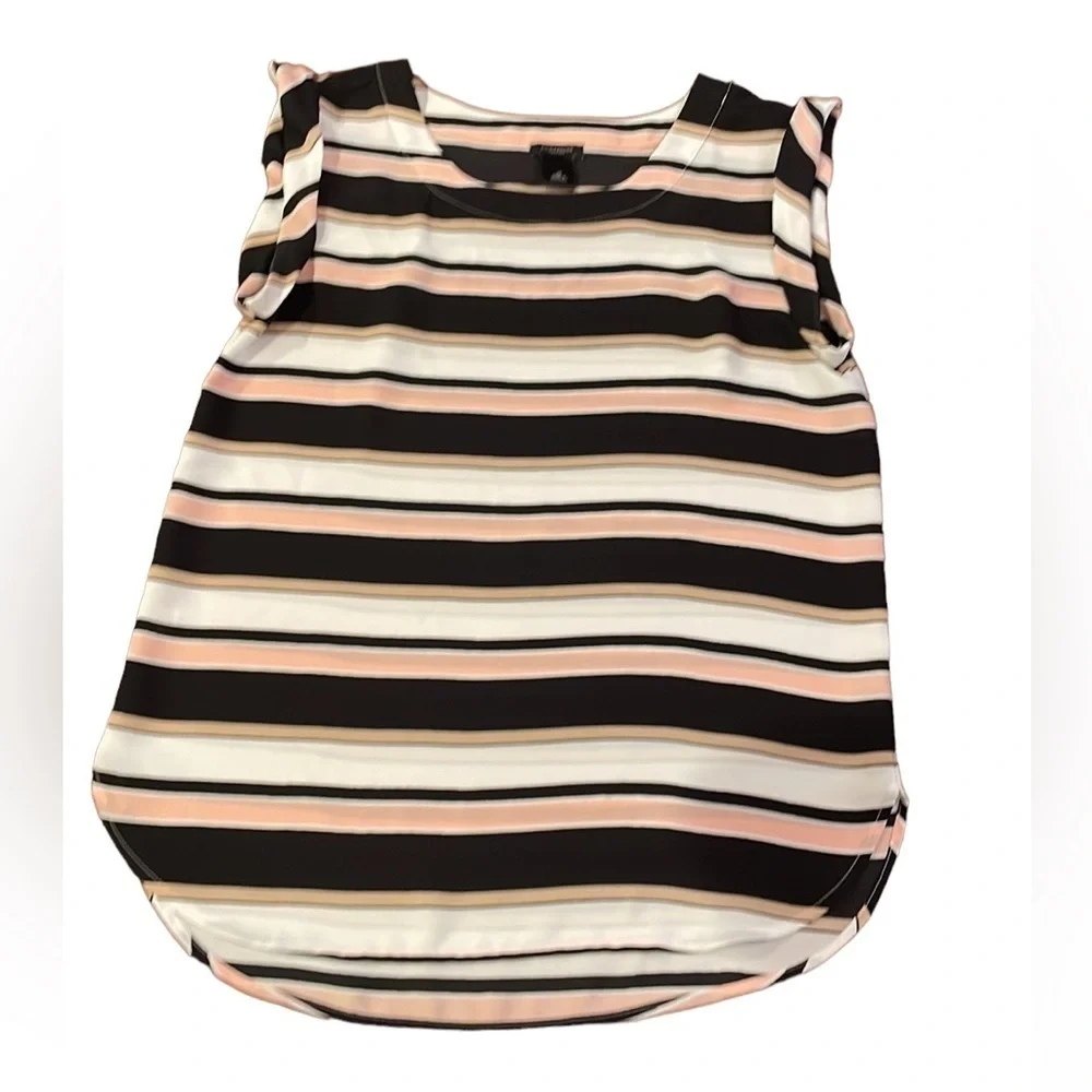 Ann Taylor Factory Women’s sleeveless black/cream/pink/tan striped top Size XS